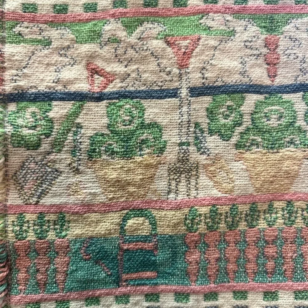 Vintage Placemats Woven Tapestry Easter Bunny Spring set of 4 tea party decor